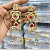 JCM Royal Kashmiri Pota Stone And Pearl Ghungroo Dangler Earrings