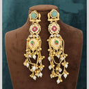 JCM Royal Kashmiri Pota Stone And Pearl Long Dangler Earrings