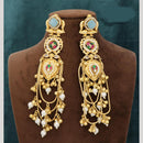 JCM Royal Kashmiri Pota Stone And Pearl Long Dangler Earrings