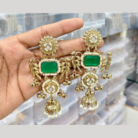 JCM Royal Kashmiri Pota Stone And Pearl Ghungroo Jhumki Earrings