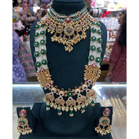 JCM Ethnic Style Pota Stone Beads And Pearl Double Necklace Set