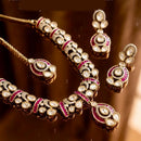 JCM Graceful Polki Kundan Stone Stone And Austrian Stone Necklace Set