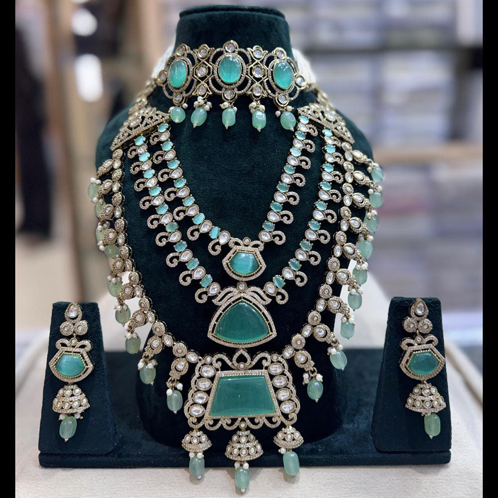 JCM Traditional Pota Stone Beads With Pearl Double Necklace Set