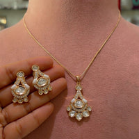 JCM Designer Polki Kundan Stone Chain Pendent Set