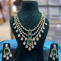 JCM Grand Polki Kundan Stone Multi-Layer Statement Necklace Set