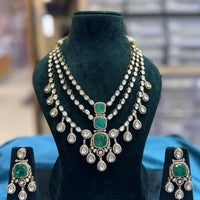 JCM Grand Polki Kundan Stone Multi-Layer Statement Necklace Set
