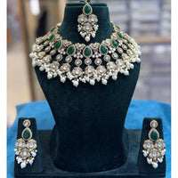 JCM Grand Polki Kundan Stone And Pearl Statement Choker Necklace Set