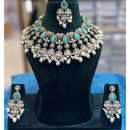JCM Grand Polki Kundan Stone And Pearl Statement Choker Necklace Set
