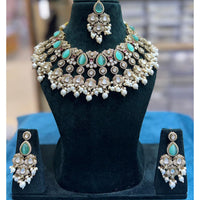 JCM Grand Polki Kundan Stone And Pearl Statement Choker Necklace Set