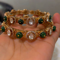 JCM Heritage Style Polki Kundan Stone Bangles Set