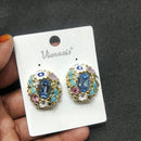 JCm Borivali Floral Crystal Stone Stud Earrings
