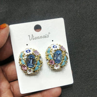 JCm Borivali Floral Crystal Stone Stud Earrings