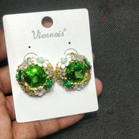 JCm Borivali Floral Crystal Stone Stud Earrings