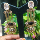 JCM Borivali Designer Kundan Stone And Pearl Chain Jhumki Earrings