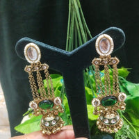 JCM Borivali Designer Kundan Stone And Pearl Chain Jhumki Earrings