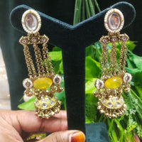 JCM Borivali Designer Kundan Stone And Pearl Chain Jhumki Earrings