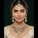 JCM Party Wear Polki Kundan Pearl And Beads Meenakari Necklace Set