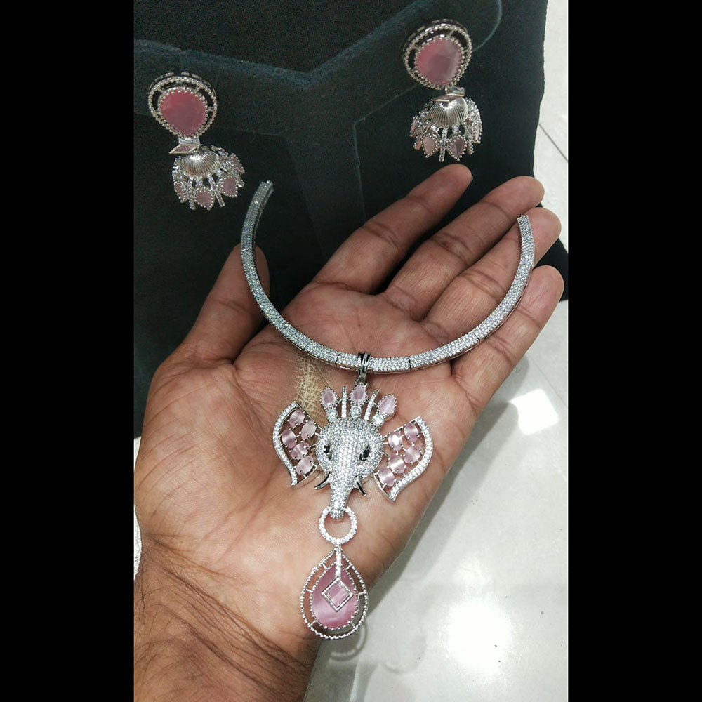 JCM Elegant Crystal Stone And Austrian Stone Elephant Necklace Set