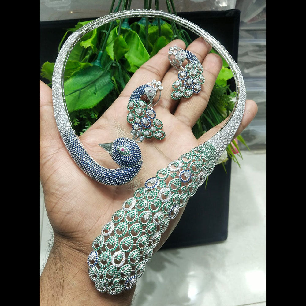 JCM Designer American Daimond Peacock Necklace Set