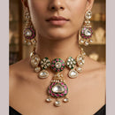 JCM Grand Polki Kundan Stone Meenakari Necklace Set