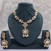 JCM Grand Polki Kundan Stone And Pearl Statement Necklace Set