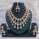 JCM Grand Polki Kundan Stone And Pearl Statement Double Layer Necklace Set