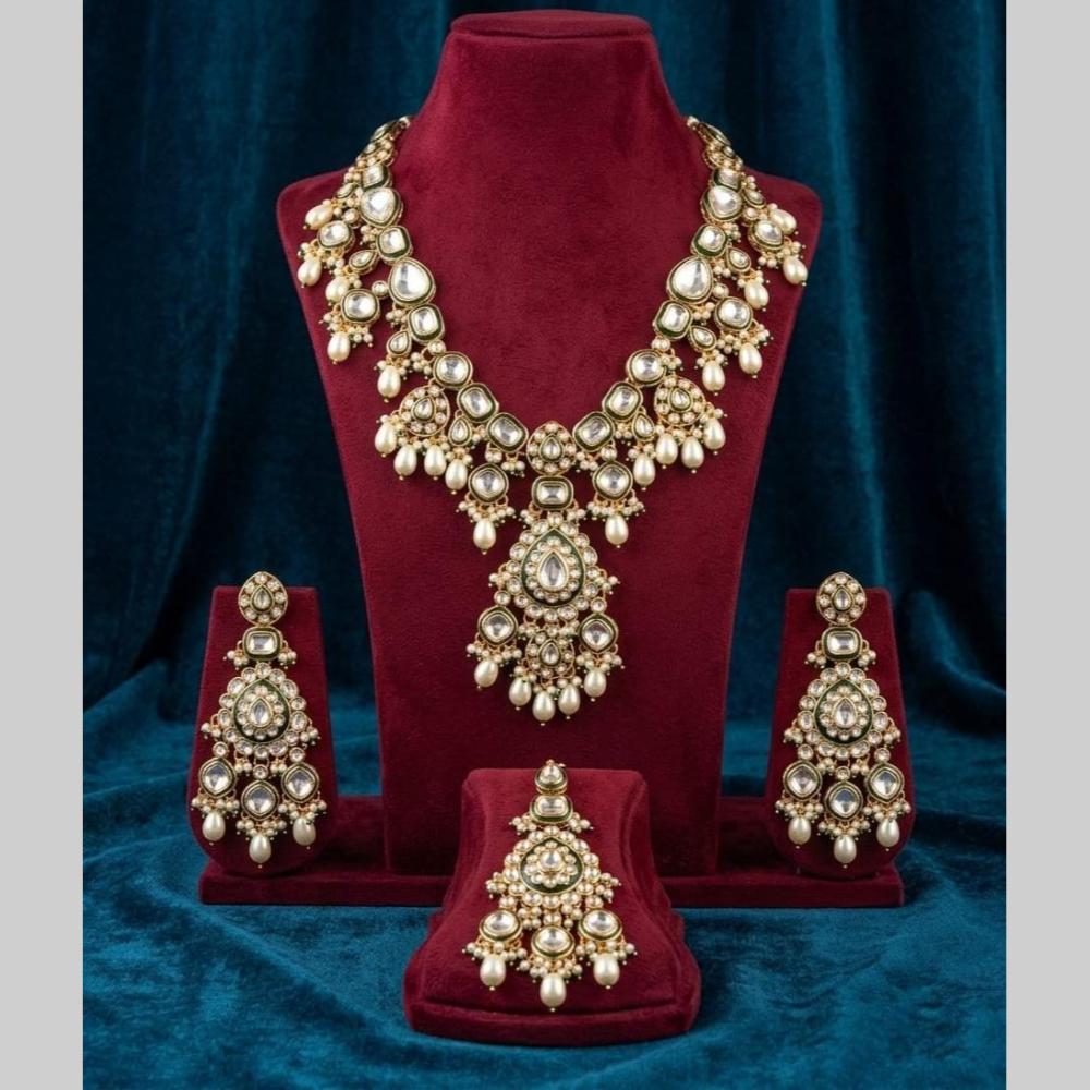 JCM Grand Kundan Stone And Beads Statement Necklace Set