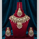 JCM Grand Kundan Stone And Beads Statement Choker Necklace Set