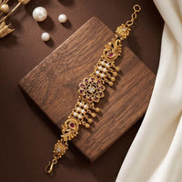 JCM Gold Plated Pota Stone And Pearl Adjustable Bracelets