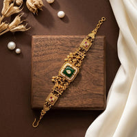 JCM Gold Plated Pota Stone And Pearl Adjustable Bracelets