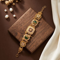 JCM Gold Plated Pota Stone And Pearl Adjustable Bracelets