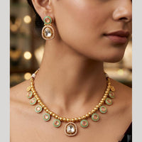JCM Designer Pota Stone And Pearl Necklace Set