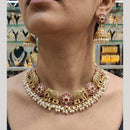 JCM Designer Pota Stone And Pearl Elephant Necklace Set