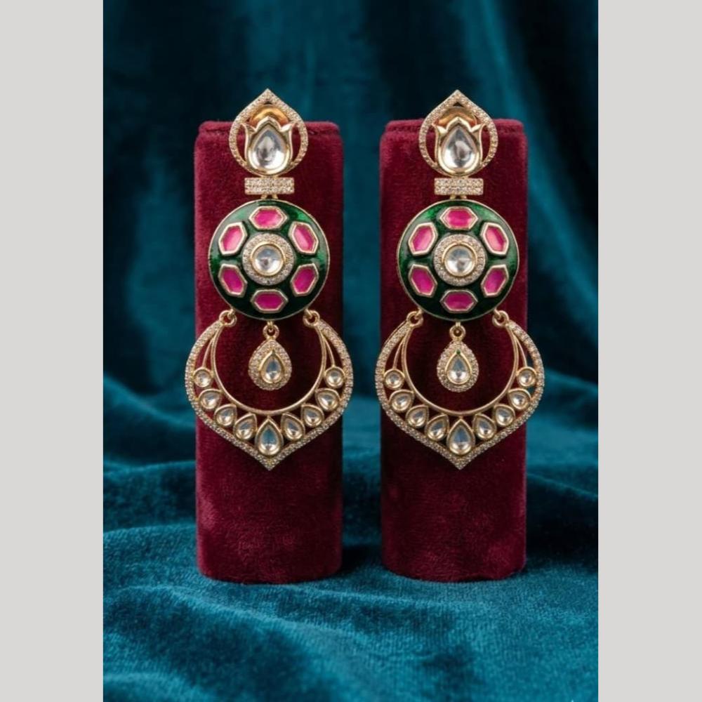 JCM Premium Polki Kundan Stone Designer Dangler Earrings for Women