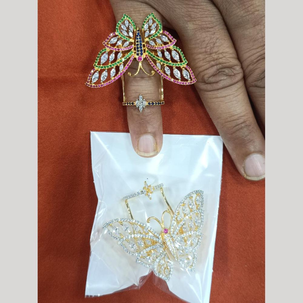 JCM Heritage American Daimond And Austrian Stone Butterfly Finger Ring 