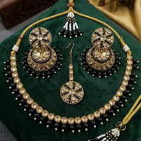 JCM Luxury Polki Kundan Stone & Beads Necklace Set for Women