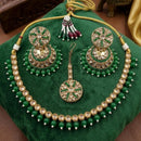 JCM Luxury Polki Kundan Stone & Beads Necklace Set for Women
