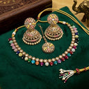 JCM Luxury Polki Kundan Stone & Beads Necklace Set for Women