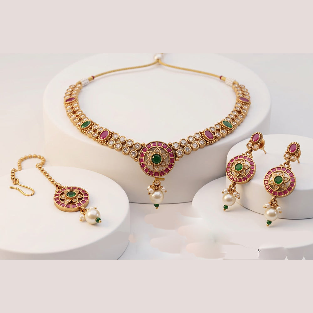 JCM Luxury Polki Kundan Stone Necklace Set for Women