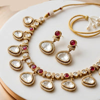 JCM Luxury Polki Kundan Stone Necklace Set for Women