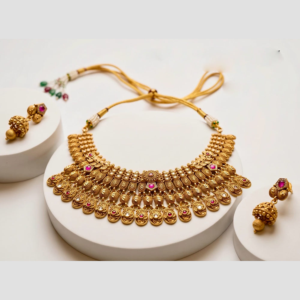 JCM Luxury Polki Kundan Stone Necklace Set for Women