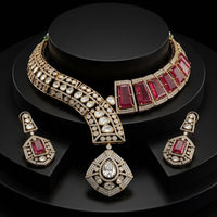 JCM Premium American Diamond Choker Necklace Set
