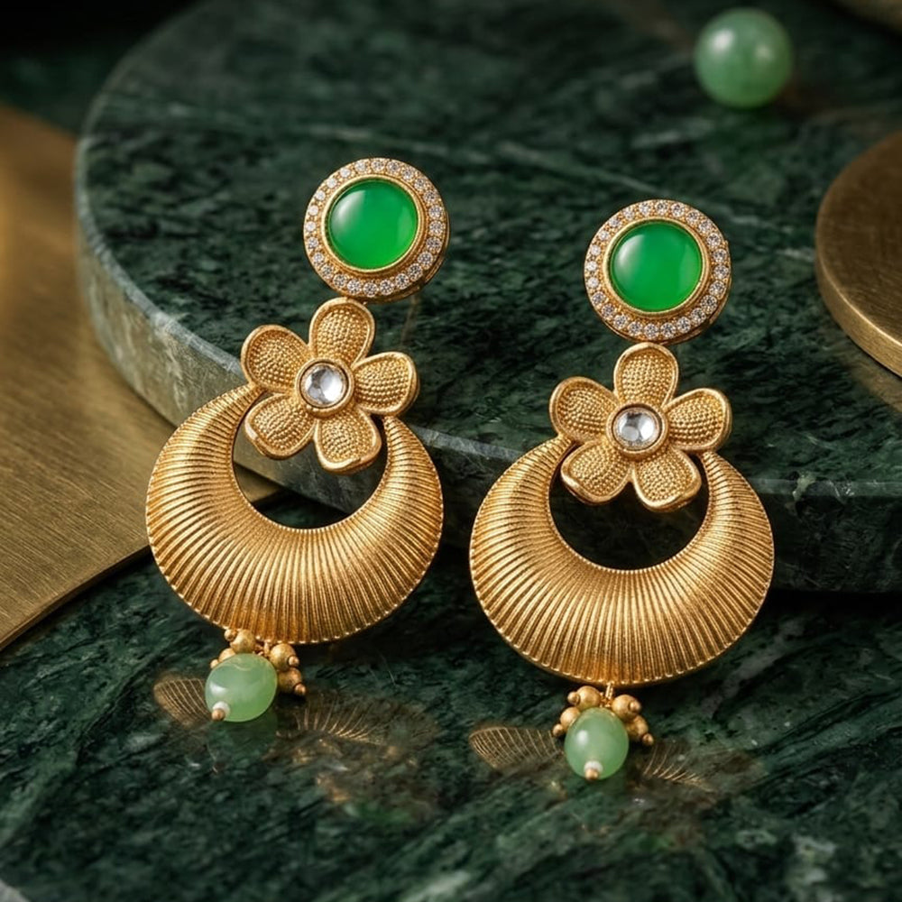 JCM Premium Kundan Stone And Pearl Dangler Earrings for Women