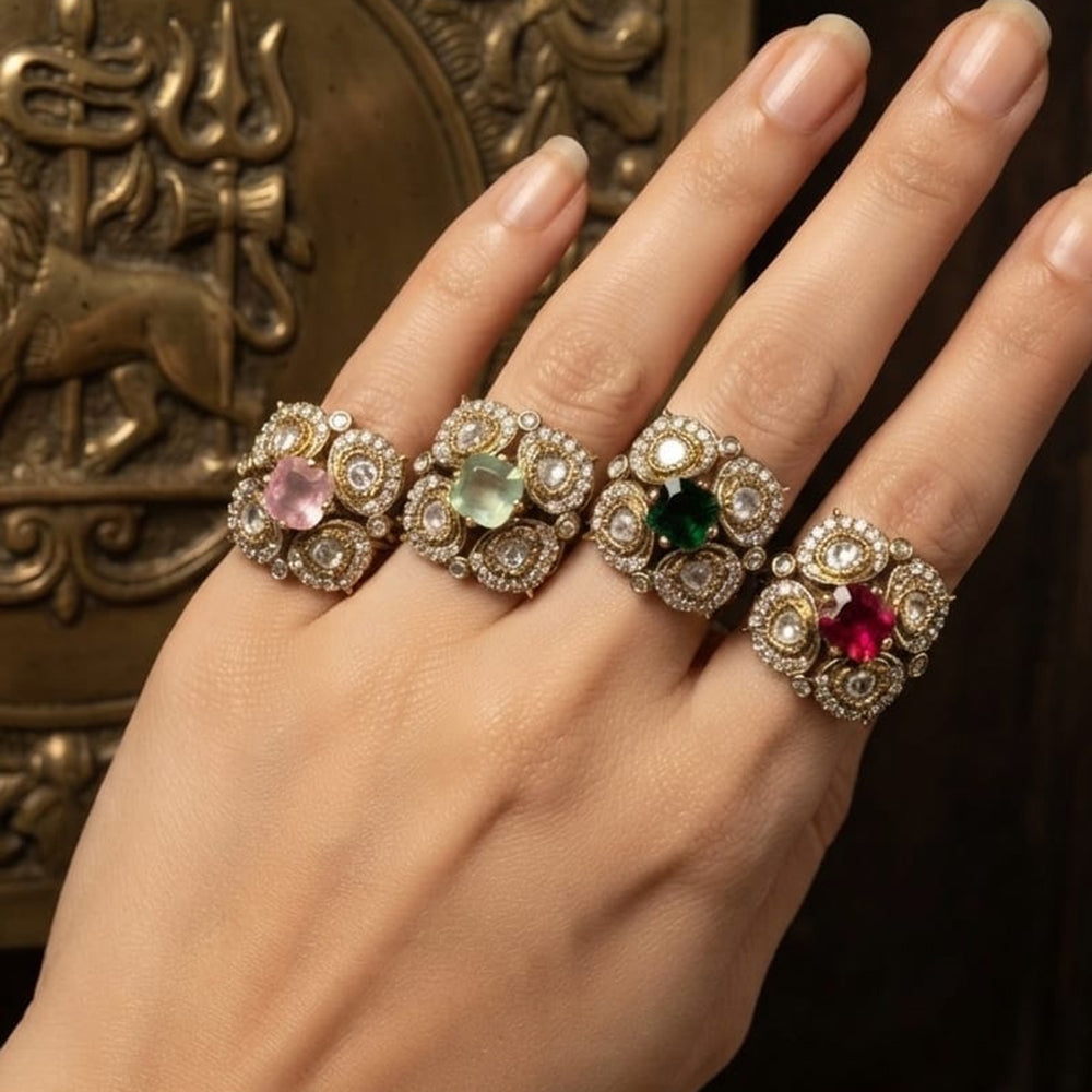 JCM Classic Royal Look Polki Kundan Stone FingerRing