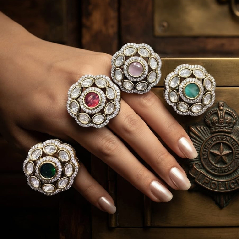 JCM Classic Royal Look Polki Kundan Stone FingerRing