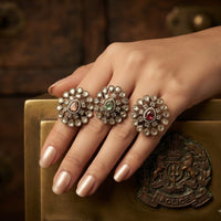JCM Classic Royal Look Polki Kundan Stone FingerRing