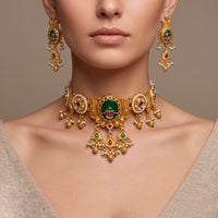 JCM Exquisite Pota Stone And Pearl Choker Necklace Set