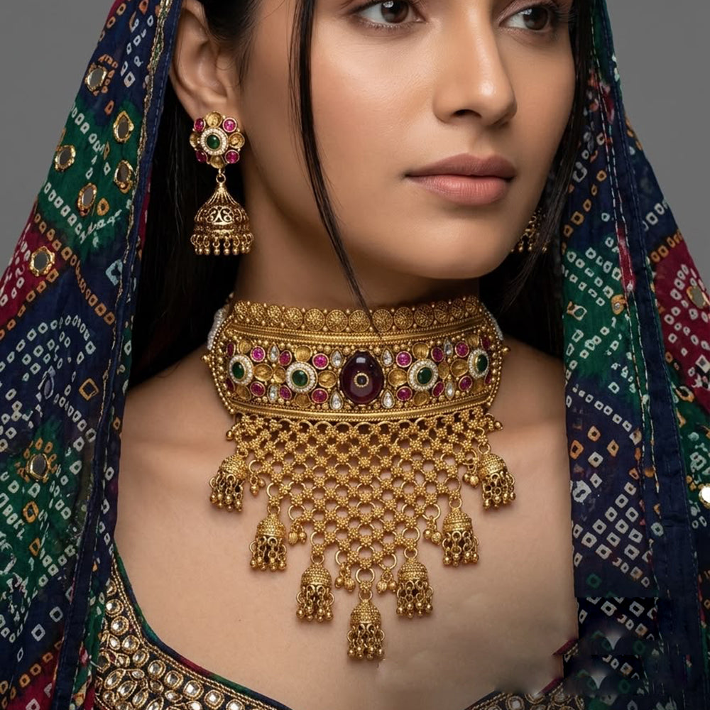 JCM Exquisite Pota Stone And Pearl Choker Necklace Set