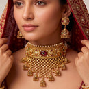 JCM Exquisite Pota Stone And Pearl Choker Necklace Set