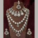 JCM Exquisite Pota Stone And Kundan Stone Double Necklace Set